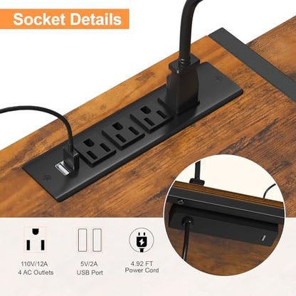 Snughome Floating TV Stand with Power Outlet 55", Wall Mounted Entertainment Center with LED Lights, Floating TV Shelf with Drawer, Wall Mounted Media Console Shelf for Living Room, Bedroom - color: Rustic Brown, size: 55.12" x 11.02" x 6.5"