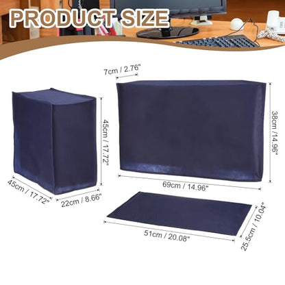 PATIKIL Computer Dust Cover Set, 28" Monitor Keyboard and Host PC Dust Proof Computer Protection Case for Desktop PC CPU Protector - 3Pcs (Blue) - size: 28"