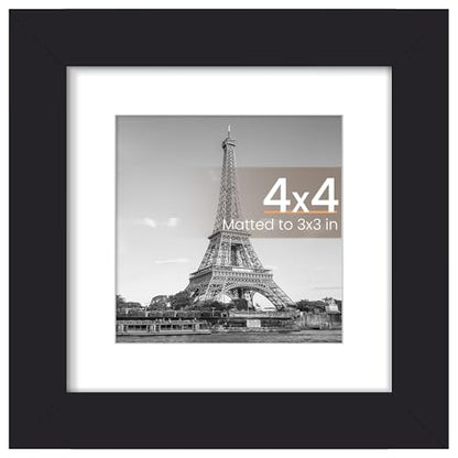 upsimples 4x4 Picture Frame, Display Pictures 3x3 with Mat or 4x4 Without, Wall Hanging Photo Frame, Black, 1 Pack - color: Black, size: 4x4