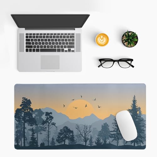 Mountain Gaming Mouse Pad 27.6x11.8 Inch Forest Large Mousepad Extended Grey Mousepad Gaming Non-Slip Rubber Base Stitched Edges Keyboard Mouse Mat Desk Pad for Office Home and Game - color: Mountain 2