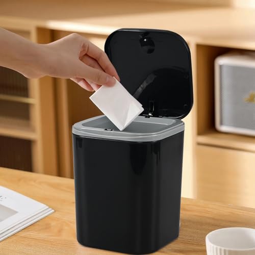 Mini Trash Can, Small Trash Can, 0.5 Gallon Mini Wastebasket Container Bin for Desk, Countertop- Black - color: Black
