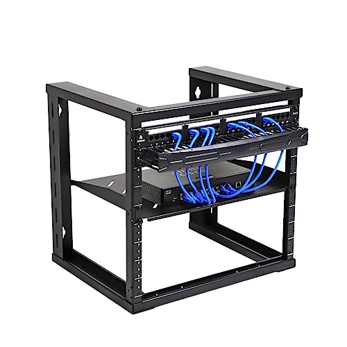 AEONS 9U Open Frame Wall Mount 19-Inch IT Network Server A/V Equipment Rack 16" Depth 12-24 Threaded 2-Post Mounting, Black - style: 9U-16"D