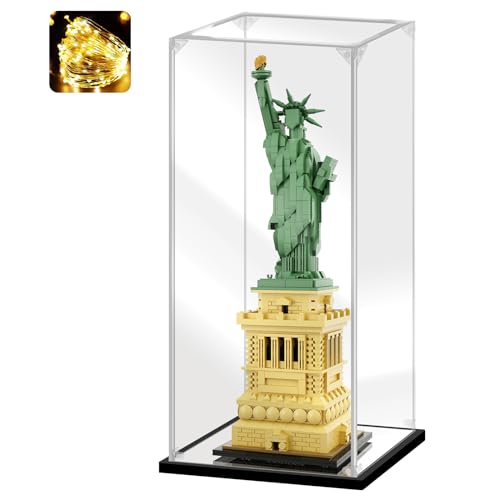 Acrylic Display Case for Collectibles Assemble Acrylic Display Box for Lego 21042 Building Statue Clear Acrylic Case for Display Model Trophy Action Figures(Black,7.9*7.9*18.9 inch) - size: 7.9*7.9*18.9 inch