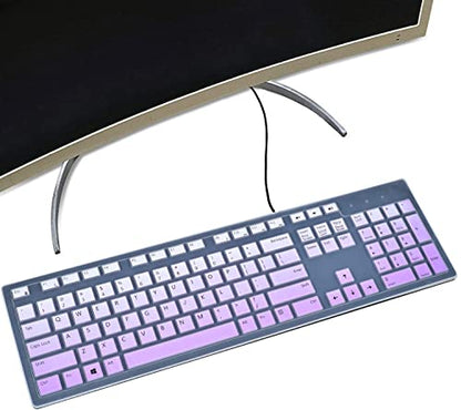 Keyboard Cover for Dell KM636 Wireless Keyboard & Dell KB216 Wired/Dell Optiplex 5250 3050 3240 5460 7450 7050/Dell Inspiron AIO 3475/3670/3477 All-in One Desktop Keyboard Cover Skin, Light Purple - color: Light Purple