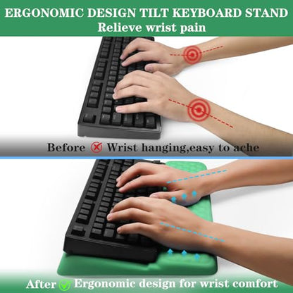 Computer Keyboard Stand Pad with Wrist Rest, Ergonomic Comfy Tilted Keyboard Stand Riser Holder Pad for Office Home (Green) - color: Green