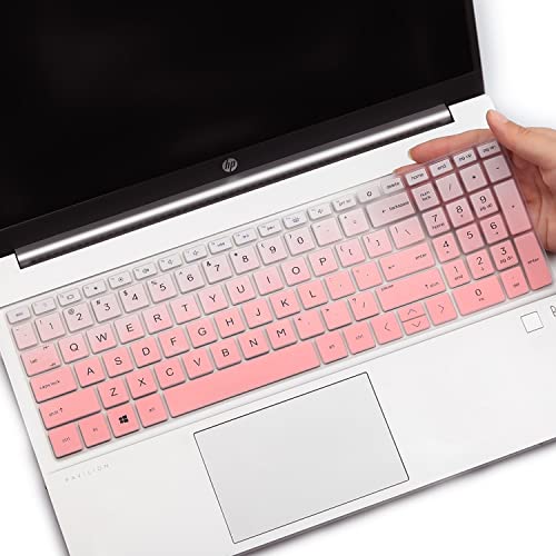 Keyboard Cover for 17.3 HP Laptop 17 17-cp 17z-cp 17-cp1035cl 17-cp2124od 17-cp0004dx 17-cp0035cl cp0097nr 17-cp0002ds 17-cp1124od 17-cp3005dx cp2099nr 17-cp3055cl cp0011ds cp0025cl cp3047nr cp0700dx - color: GradualPink(Regular Letters)