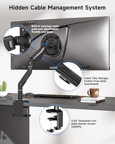 BIZUM Heavy Aluminum Monitor Stand 17 to 43 Inch Monitor Arm, Adjustable-Monitor Mount up to 33lbs with Clamp and Grommet Base, VESA 75x75/100x100mm Black - color: Black