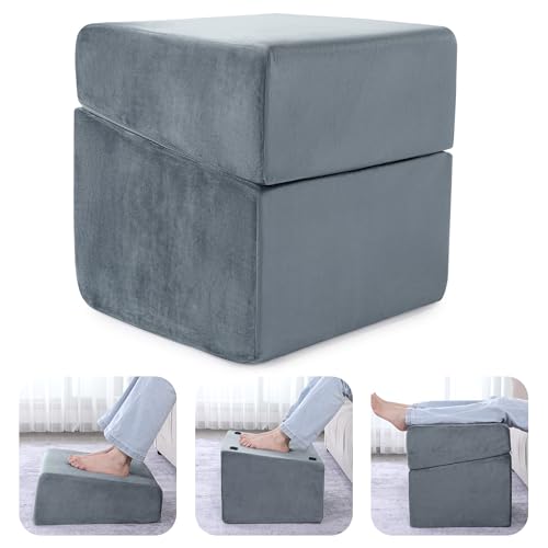 Under Desk Foot Rest, ROYALAY Ergonomic Office Footrest with 3 Adjustable Heights, High-Density Memory Foam Leg Rest for Home, Travel, Airplane with Washable Cover - color: Grey, size: 16*16*17in