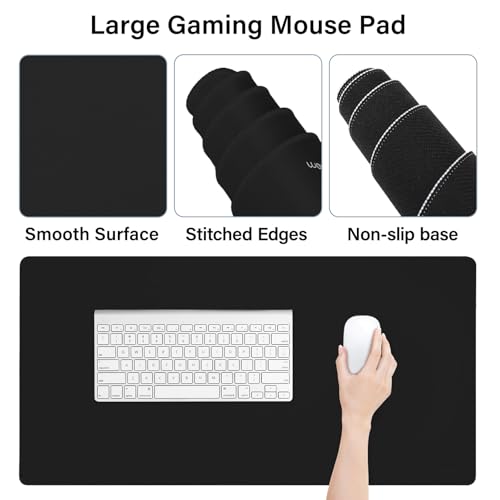 MOSISO Keyboard Mouse Pad Set, Gaming Mouse Pad&Keyboard Wrist Rest&Wrist Rest, Ergonomic Wristrests with Memory Foam Home Office Easy Typing Cushion Non-Slip Mousepad, Black - color: Black