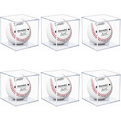 6 Pack Baseball Display Case UV Protected Acrylic Clear Baseball Holder Square Cube Ball Protector Memorabilia Autograph Display Box - size: SIX PACK