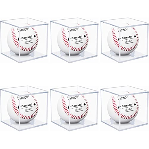 6 Pack Baseball Display Case UV Protected Acrylic Clear Baseball Holder Square Cube Ball Protector Memorabilia Autograph Display Box - size: SIX PACK