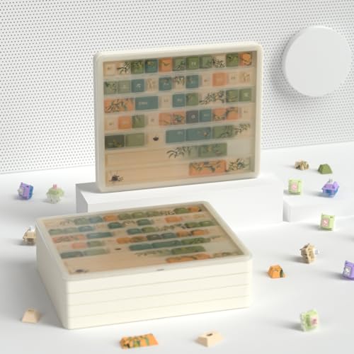 Sumgsn Keycaps Storage Box, Keycaps Container,130 Keys Transparent Display Case Holds 7u Spacebar/Big Enter Key for XDA/Cherry/MOA/MAO Profile Mechanical Keyboard (White) - color: white
