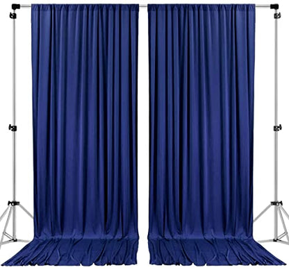 AK TRADING CO. 10 feet x 8 feet IFR Polyester Backdrop Drapes Curtains Panels with Rod Pockets - Wedding Ceremony Party Home Window Decorations - Navy Blue - color: Navy Blue