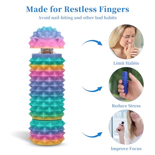 Little Ouchies Pain Stim Fidget Toy, 3D Printed Pocket Spiky Keychain with Clicker Button Spinner Sensory Toys for Anxiety Focus & Stress Reduction Novelty Gifts(Y2) - color: Y2