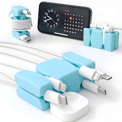 CordBrick 6PK Silicone & Steel Weighted Cord Holders for Bedside. Travel Phone Cable Organizers. Multiuse iPhone Accessories. Small Gifts for Him, College Student. Tech Gadgets for Teenagers. Aqua - color: (D) Aqua, size: 6 Pack
