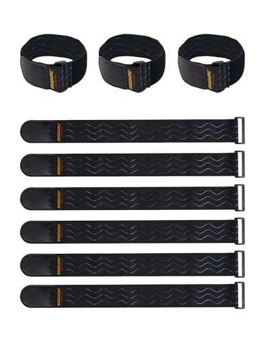 Elastic Cinch Strap - 6 Pack (18"x2") with Anti-Slip Strips, Super-Stretch Storage Straps for Extension Cord Management, Cable Storage, Ropes, Hoses, Fixed Bike or Yoga Mats - size: 2"x18"- 6Pack
