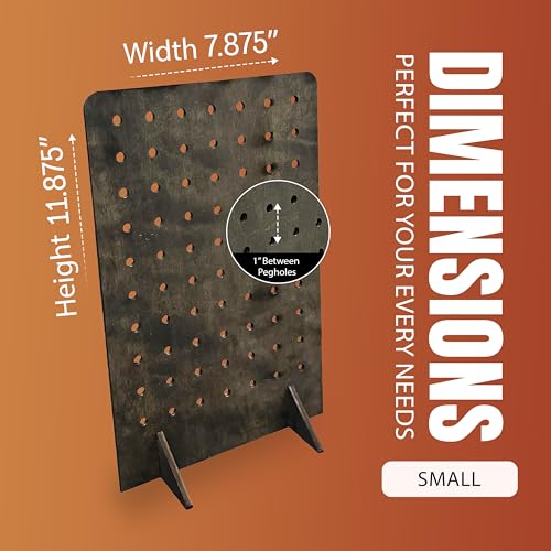 Torched Pegboard Display Stand for Jewelry, Craft Shows, Selling, Vendor Events, Tools, Peg Board Accessories Rack Organizer, Medium 8" L x 4.3" W x 12" H, Ebony - color: Ebony, size: Medium