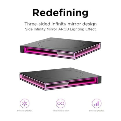 PC Case ARGB Square Figurine Shelf, Figure Stand, Infinity Mirror Design Floating PC Shelf for Figure - 120mm Fan Accessories-Black - color: Black