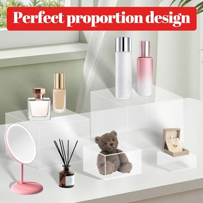 8 Buffet Risers Acrylic Cube Display Stands Box Risers with Hollow Bottoms Dessert Table Display Set Food Nesting Risers for Buffet Table, Cupcake Candy Food, Parties, Brunch, Weddings (Transparent, 8pcs-3''4''5''6''7''8'' 9'' 10'') - color: Transparent,