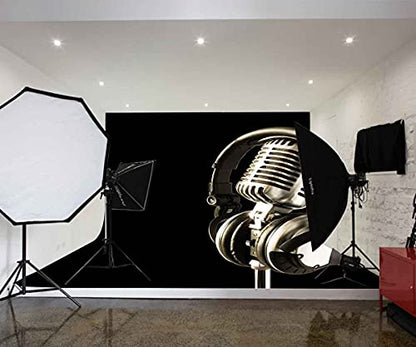 10x7ft Headphones Backdrop Microphone Photography Background for Birthday Party Decor Banner Photo Booth Studio Props BJAY14 - size: 10x7FT