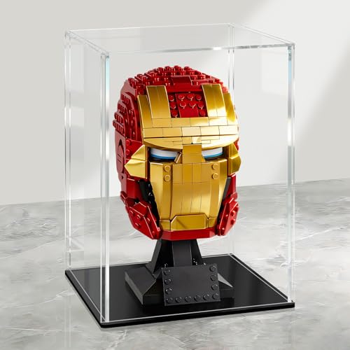 LANSCOERY Acrylic Display Case, 8x8x10 in, Upgraded Thickened UV-Resistant Showcase, 98% Clarity Dustproof Box with Glossy Black Base for Action Figures, LEGO & Models, Includes Scraper & LED Light - color: Black, size: 8x8x10inch; 20x20x25cm