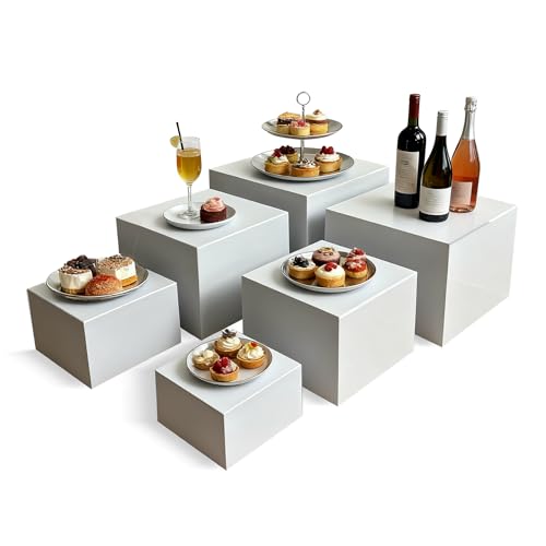 6PCS Buffet Risers,acrylic display risers,Dessert table display set.Display Racks for Gatherings, Catering, Jewelry, and Collectibles (5“6”7“8”9“10”—WHITE) - size: 5in to 10in white