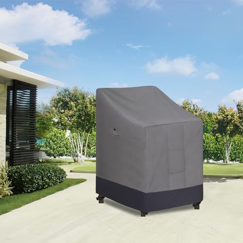 Easy-Going Heavy Duty Outdoor Stackable Chair Cover, Waterproof Patio Chair Cover, Windproof Outdoor Furniture Cover with Air Vent (2 Pack-28Wx36Dx47H inch, Gray/Dark Gray) - color: Gray/Dark Gray, size: 2 Pack-28Wx36Dx47H