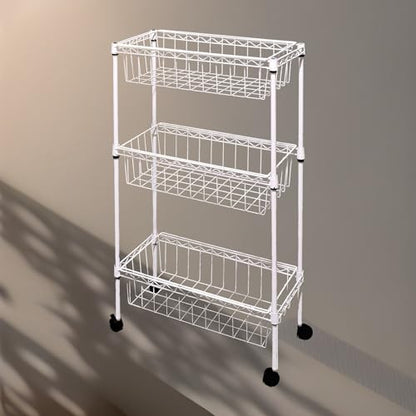 NSF white 3-layer storage rack, kitchen basket rack, vegetable tableware sorting, laundry room dirty clothes storage, detachable storage basket, multifunctional household epoxy resin - size: 3-White DIY basket