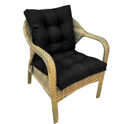 Outdoor Patio Cushion Waterproof Rocking Chair Cushions for Outdoor Furniture Non-Slip Wicker Chair Seat Pads with Back, Black 41.7"*20.8" - color: Black