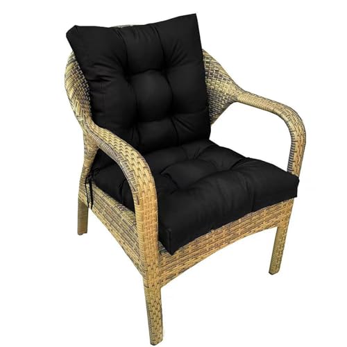 Outdoor Patio Cushion Waterproof Rocking Chair Cushions for Outdoor Furniture Non-Slip Wicker Chair Seat Pads with Back, Black 41.7"*20.8" - color: Black