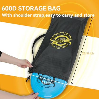 Super Stable Outdoor Flying Disc Game Set, Portable Fun Bottle Drop Yard Game for Family & Adult with Adjustable Heavy Duty Steel Pole, Durable Bag - Easy Set Up