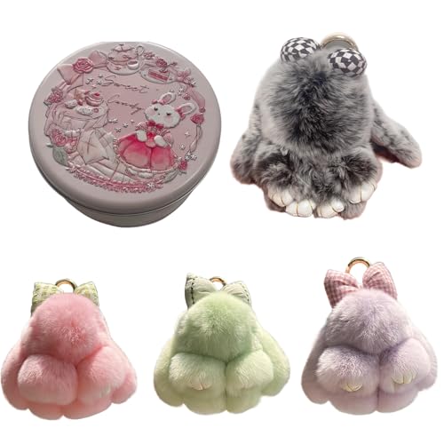 Handmade Soft Bunny Keychain, Includes Matching Tin, Charming Rabbit Design, Perfect for party gifts, Christmas. - color: Black, size: big