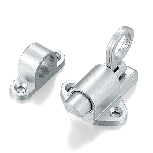 INIRET 2 Packs Self-Closing Latches，Silver Gray Spring Door Lock，Resilient Bolt Latch Aluminum Alloy Safety Automatic Spring Barrel Door Lock with Screws，Used for Wooden Door，Wooden Window and Cabinet - color: Silver Gray