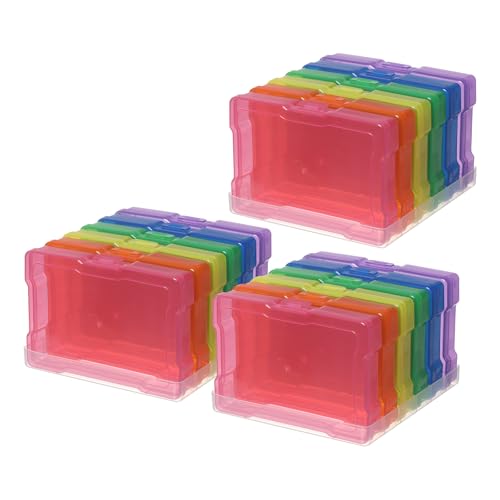 novelinks 6 Pcs 4"x6" Plastic Photo Storage Boxes with Tray (Color 3Pack) | Photo Organizers and Storage, Task Boxes for Special Education, Flash Card Holder, 4x6 Index Card Holder, Picture Boxes - color: Multi-colored 3 Pack