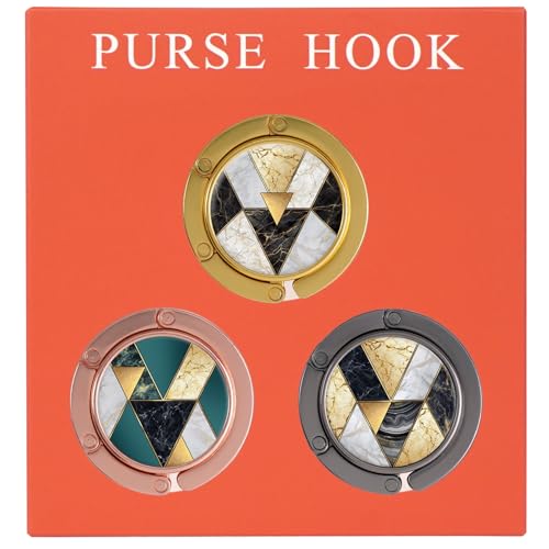 Folding Handbag Hanger - Portable Bag Holder, Women's Bag Table Hanger Hook(HL01-3P Golden Marble) - color: HL01-3P Golden Marble