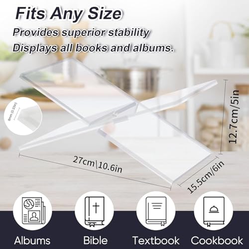 Acrylic Book Stand Holder - Coffee Table Book Stand,Open Cookbook Acrylic Book Display Stand,Magazines Clear Holder,Reading Stand for Open Book Magazines, Textbooks