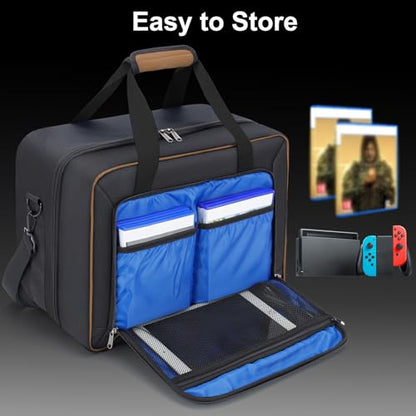 GDNasist Carrying Case Fit for PS5, Travel Thickened Protective Bag Compatible with Playstation 5 Console, Headset, PS5 Controller, Game Discs, and Gaming Accessories Brown - color: Brown