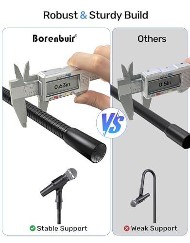 19" Universal Flexible Microphone Gooseneck Stand, 5/8" Male and Female Threads, 2.5 lb High Load-bearing, Durable Aluminum Alloy Construction for DIY Projects, Black - size: 19" Gooseneck