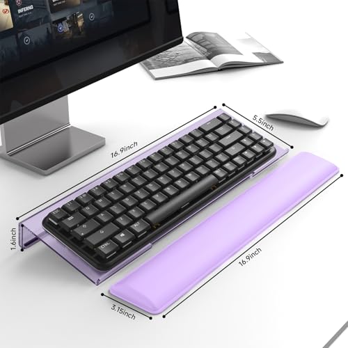 Computer Keyboard Stand and Wrist Rest Set, Keyboard Holder with Wrist Pad, Computer Wrist Support Pad, Keyboard Riser Holder with Wrist Pad for Office Home (Purple) - color: Purple