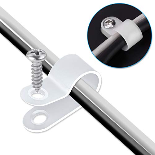 LOKMAN 100 Pack 3/8 Inch Rope Light P-Style Mounting Clips White - size: 100 Pack 3/8 Inch Clips Only
