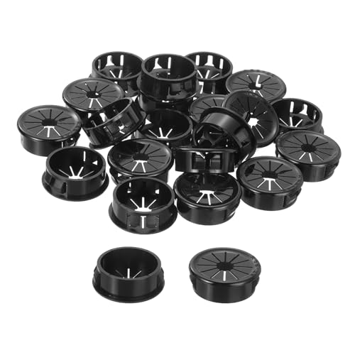 uxcell 30Pcs Cable Grommets, Snap Bushing Grommet for Holes with 1.1"(28mm) Mounting, Round Nylon Snap in Cable Desk Grommet for Cables and Cords Management, Black - size: 28mm