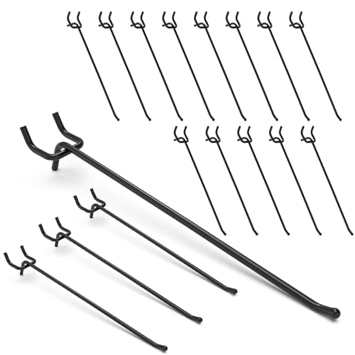 50PC 10" Pegboard Hooks for 1/4" Peg Board | Heavy Duty Black Metal Pegboard Hooks for Tools & Supplies, 30 lb Capacity Organizer Accessories for Garage, Store - size: 10 Inch