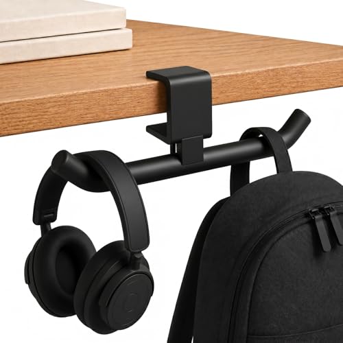 80-lb Heavy-Duty Bag Hook for Desk or Table,Adjustable Purse Hanger,Purse Hook,Backpack Holder for Table & Handbag Hanger,Space-Saving Organizer for Classroom, Dorm Office,Home,and Cafe Tables (Black) - color: Black
