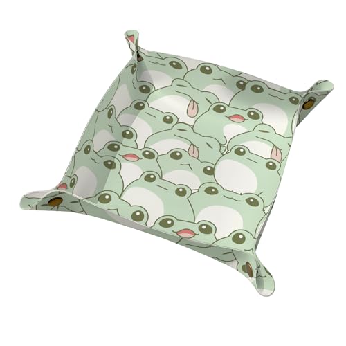 PU Leather Jewelry Valet Tray, Portable Catchall Tray for Keys, Wallet, Watch,Travel Jewelry Tray Organizer for Nightstand Desk Entryway Home Decor Gift for Women Men Cute Frogs - color: Cute Frogs