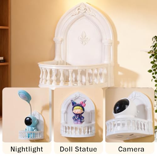 OULIGET Acrylic Mini Floating Shelf,European Court Style Wall Mount Bracket,Dollhouse Décor Accessories,Mounted Storage for Doll Pop Figures Camera Plants Pictures