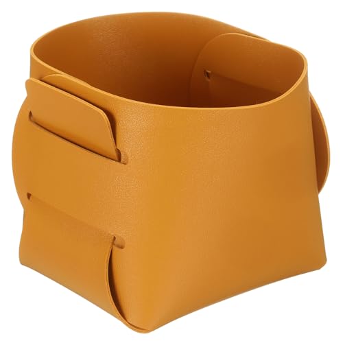 uxcell Valet Tray Organizer, PU Leather Desktop Storage Organizer Box Tray Entryway Table Bedside Nightstand Catchall Vanity Tray for Jewelry Key Coin Watch Wallet (Yellow) - color: Yellow