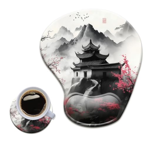 HOPONY Gel Wrist Rest Mouse Pad-Ergonomic Office Mousepad with Wrist Support-Non-Slip,Design Desk Accessories Mat for Home&Game Decor Janpense Sakura - color: Janpense Sakura