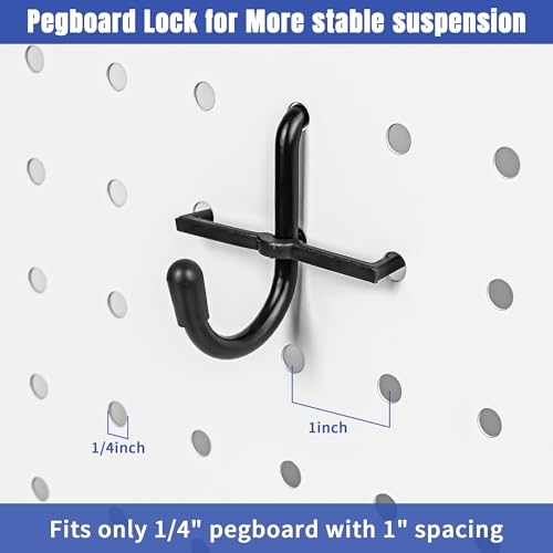 196 PCS Extra Thick 1/4" Pegboard Hooks Set, Heavy Duty Peg Board for Hanging Storage, Black Metal Pegboard Accessories with Pegboard Bins for Garage Wall Organizer - size: 196PCS