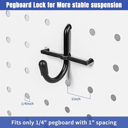 196 PCS Extra Thick 1/4" Pegboard Hooks Set, Heavy Duty Peg Board for Hanging Storage, Black Metal Pegboard Accessories with Pegboard Bins for Garage Wall Organizer - size: 196PCS