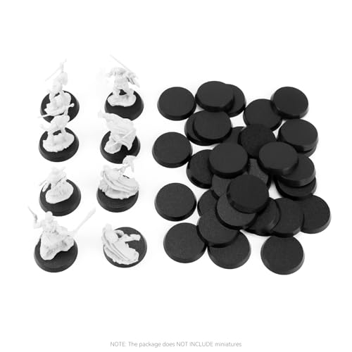 100PCS 28.5mm/1.12inch Textured Plastic Black Round Miniature Bases, Model Base for Gaming Miniatures or Wargames Table Top Games - color: 28.5mm-100pcs-black